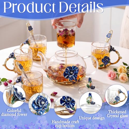 5 Pcs Floral Glass Tea Set (5 Count)