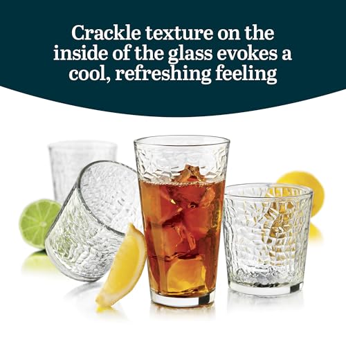 Yucatan Textured Tumbler & Rocks Drinking Glasses Set of 16 (16 Count)