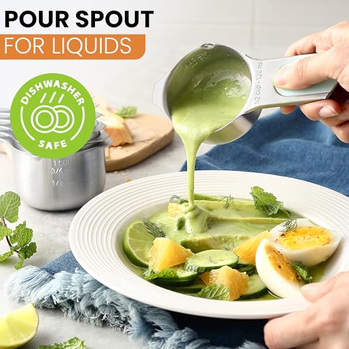 Magnetic Stainless Steel Measuring Cups Set of 7 Patented (7 Count)