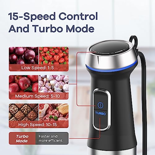 Immersion Blender 5 in 1 Hand Blender Max 1000W Heavy Duty Motor