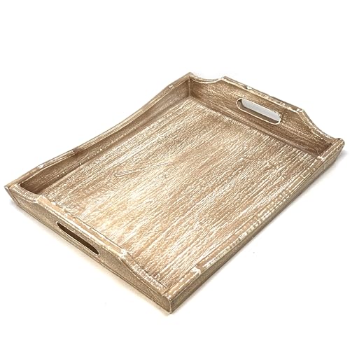 Wooden Tray 17"x13"x2" Stylish Rustic Farmhouse Decor Serving Platter & Coffee Table Tray