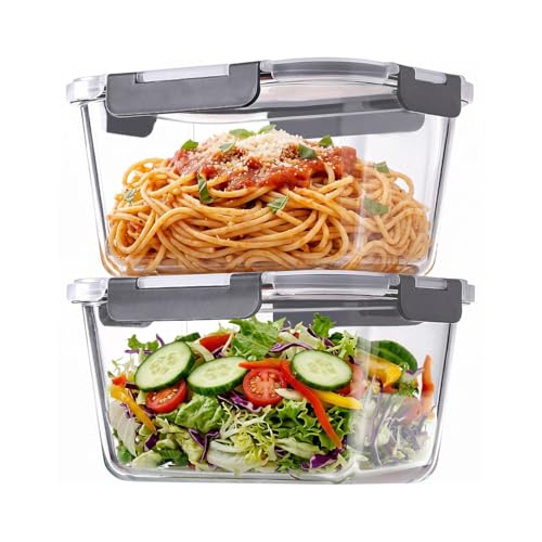 2 Pack 88oz 11 Cups Large Glass Storage Containers with Lids