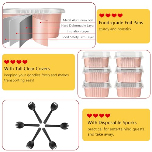 80 Pack 10oz Mini Cake Pans with Lids and Spoons for Bake Sales (80 Count)