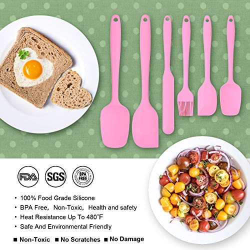 Heat Resistant Silicone Spatulas Set Food Grade Silicone Seamless (6 Count)