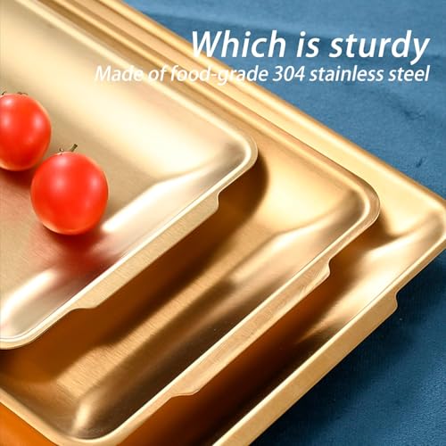 3Pcs 304 Stainless Steel Food Serving Tray (3 Count)