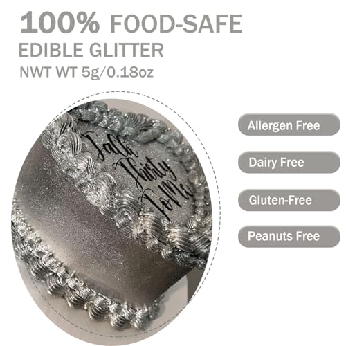 Silver Edible Glitter Glimmer Powder for Cakes Drinks