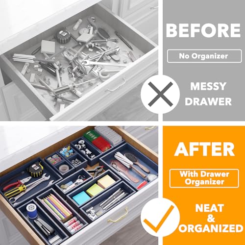 14 Piece Bamboo Drawer Organizer Storage Boxes Set