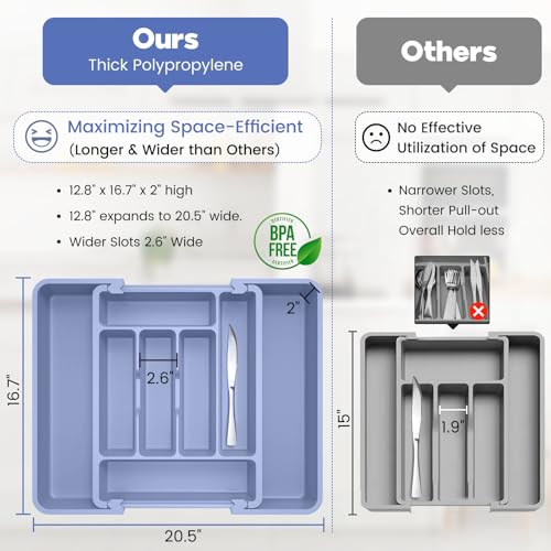 Large Silverware Organizer Tray for Kitchen Drawer Utensils Thicker