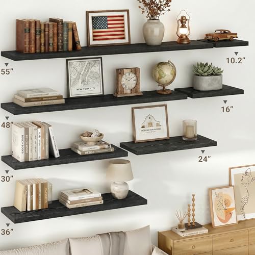 10 Inch Deep Floating Shelves for Wall 48” Set of 2 (2 Count)