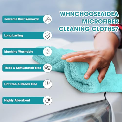 30 Pcs 16 x 16 Inch Edgeless Microfiber Plush Towels for Cars Detailing Drying Wash Polishing Absorbent Cleaning Cloths (30 Count)