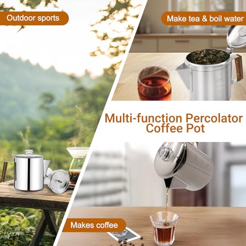 No Coating 12 Cup Percolator Coffee Pot 304 Stainless Steel
