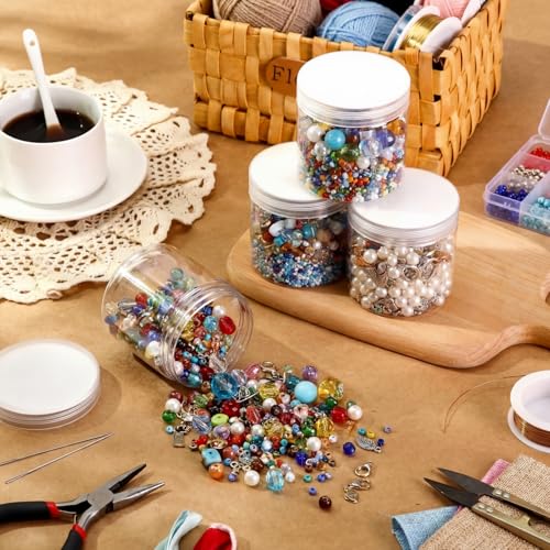 4 Pcs Plastic Jars Wide Mouth with Lids (4 Count)