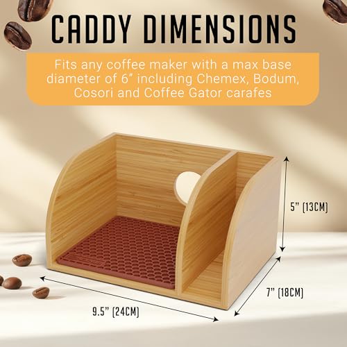 Pour Over Caddy with Lid for Chemex Bodum Cosori Coffee Makers Brown