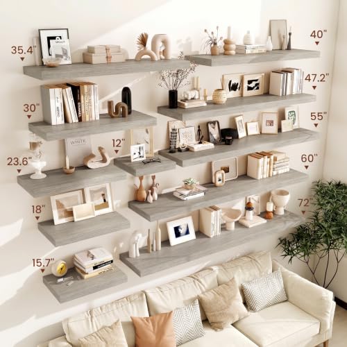 Deep Floating Shelves 60x12” Set of 1