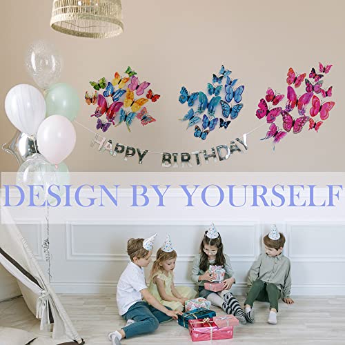 3D Butterfly Wall Decor Butterfly Decorations Stickers with Magnets (24 Count)