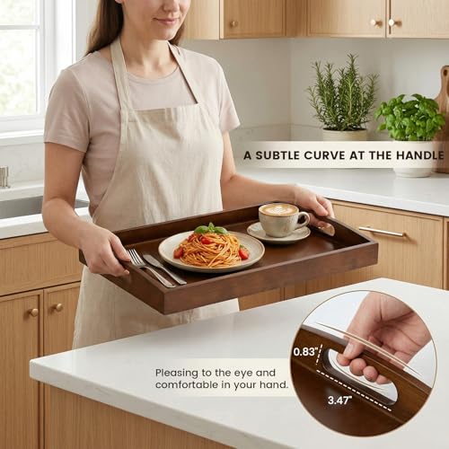 Bamboo Serving Tray with Handles (2 Count)