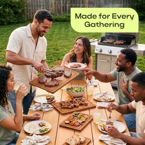 Wooden Cutting Boards for Kitchen Meal Prep & Serving (4 Count)