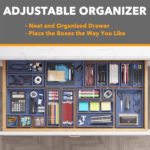 21 Piece Bamboo Drawer Organizer Storage Boxes Set