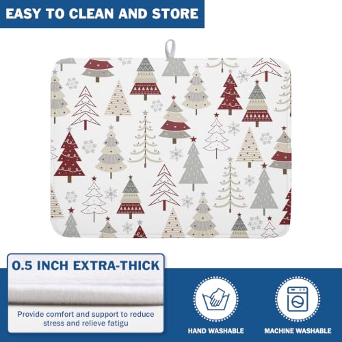 Christmas Tree Dish Drying Mat for Kitchen Counter Christmas Pine Tree Dish Drying Mat 18x24 Inch Geometric Winter Dish Draining Mat Absorbent Reversible Dish Pad Kitchen Accessories Table Protector