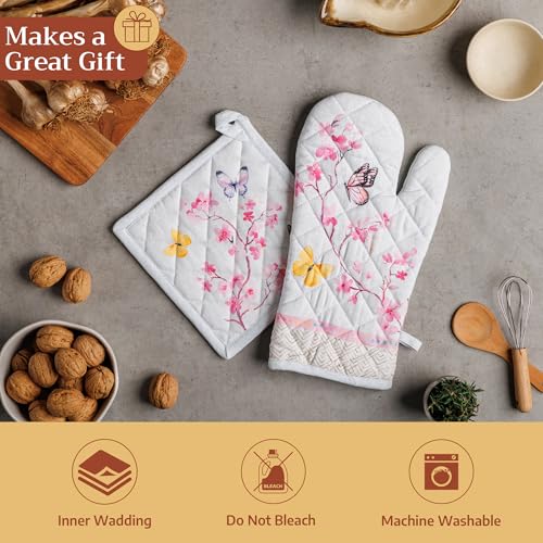 100% Cotton Oven Mitt & Pot Holder Set