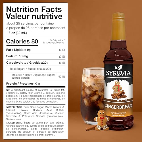 Coffee Syrup Gingerbread Flavored Syrup for Drinks (25.4 Fl Oz)