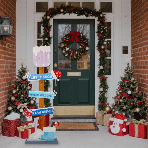 Lighted Wooden Christmas Porch Sign