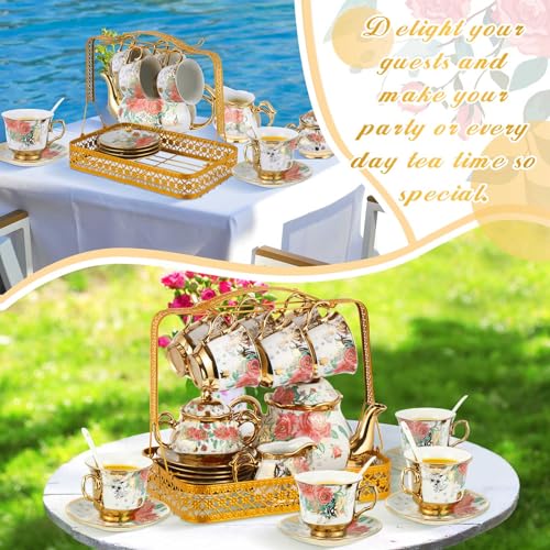 22 Pcs Vintage Porcelain Tea Sets for Adults