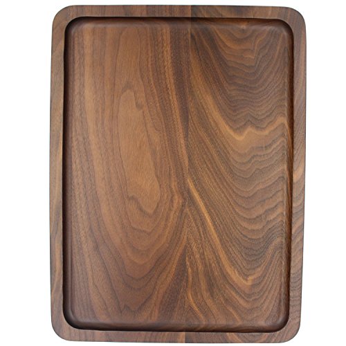 Wood Serving Tray Wooden Decorative Coffee Tea Platter Black Walnut 15.3 x 11.4 Inches