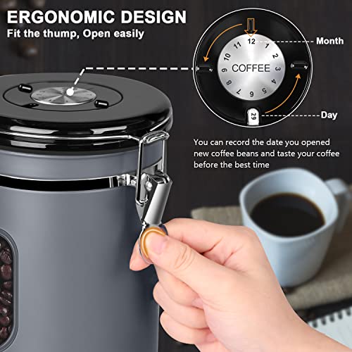 2800ML Coffee Canister with Date Tracker&Transparent Window