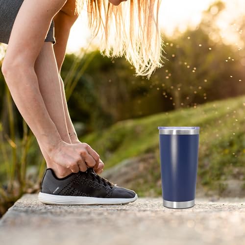 20oz Tumbler Insulated Coffee Tumblers with Lid Stainless Steel Navy 4P (4 Count)
