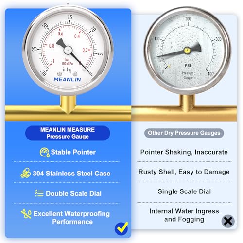 30inHG~0Psi Vacuum Gauge Stainless Steel 1