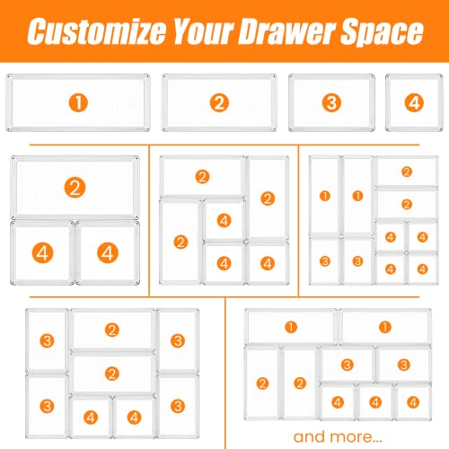 9 Pack Clear Plastic Drawer Organizer Set (9 Count)