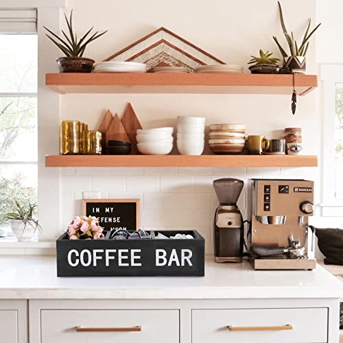 Coffee Bar Wooden Storage Box with Removable Grids
