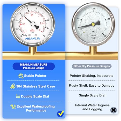 30inHG~30Psi Vacuum Gauge Stainless Steel 1