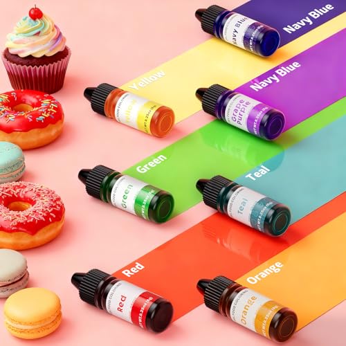 Gel Food Coloring Rainbow Edible Food Dye Set for Baking Royal Icing Cookie Supplies Gluten Free 7x6g Food Grade Liquid Food Color Kit