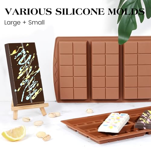 4 Pcs Chocolate Bar Mold Deep Dubai 0.85 Inch Stuffed Chocolate Molds Silicone Large Break Apart Silicone Molds (4 Count)