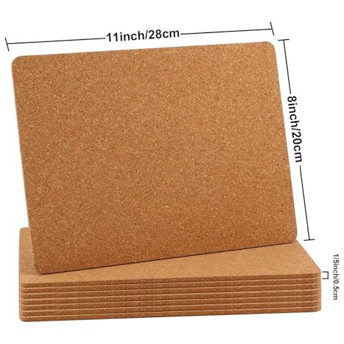 8 Pack Rectangle Cork Board Coasters for Hot Dishes 11'' x 8'' Cork Trivet Placemat Hot Pad Sheet Heat Resistant for Kitchen Countertops Table Pots Pans Restaurant Cafe Wedding Supplies (8 Count)