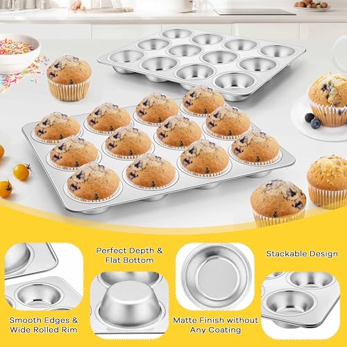 Stainless Steel Muffin Cupcake Pans 12