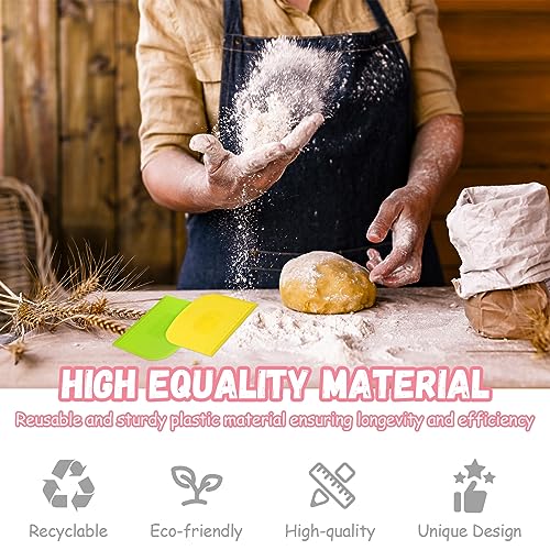 24 Pcs Plastic Bench Scraper with Scale Flexible Dough Multipurpose Cake Cutter Pizza Dough Spatula Food Scraper Tool Gift for Bread Pastry Fondant Icing (24 Count)