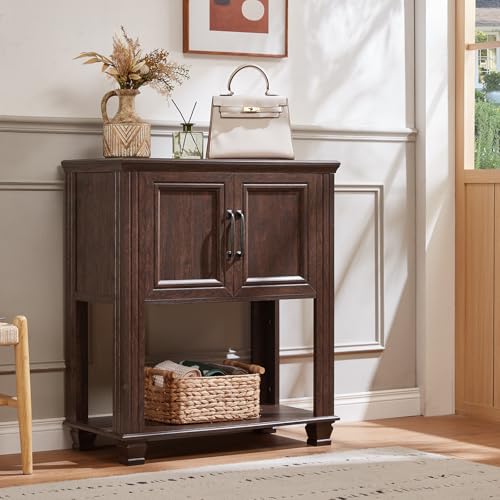 Farmhouse Coffee Bar Cabinet with Open Shelf