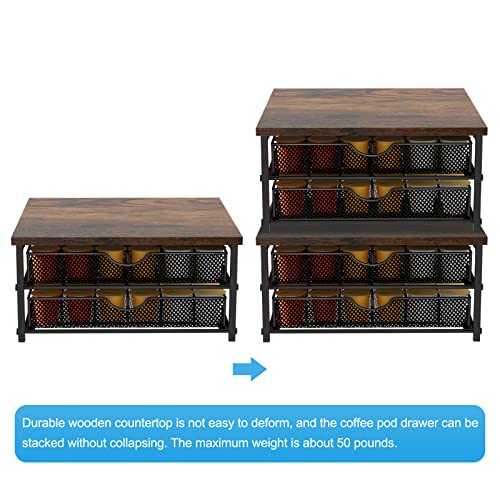 Coffee Pod Drawer Holder Capsule Storage Organizer 2 Tier Coffee Pods Holder With Sliding Baskets for 72 Capacity K Pod