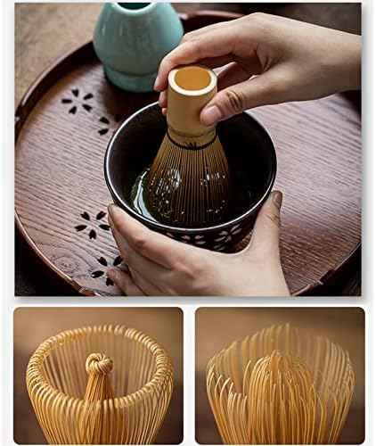Matcha Whisk Set - 8 Piece Handmade Tea Kit with Bamboo Whisk, Bowl, Scoop, Holder, Can & Tray for Authentic Tea Ceremony Preparation