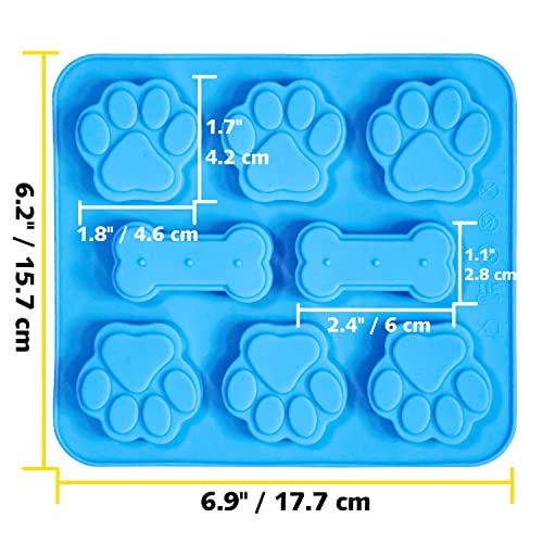 2 Pack Silicone Molds with Puppy Dog Paw and Bone Shaped 2 in 1