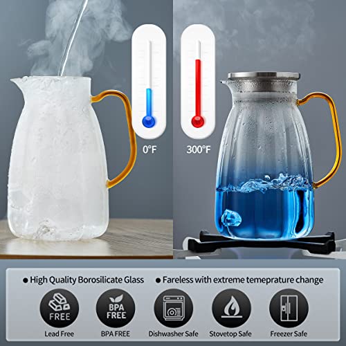 68OZ Glass Pitcher with Lid and Spout