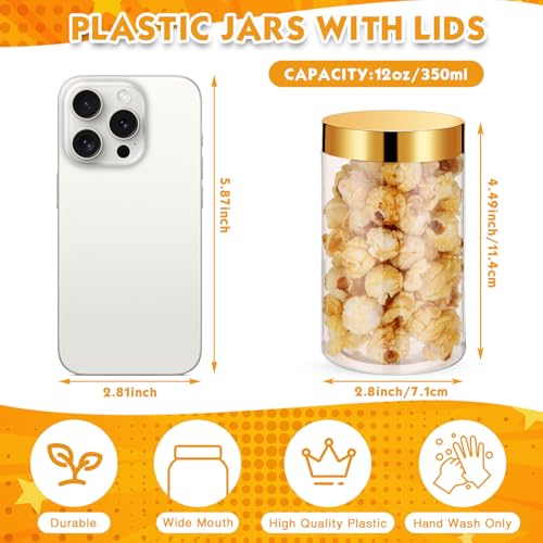 4 Pcs Plastic Jars Wide Mouth with Lids (4 Count)