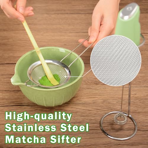 Electric Matcha Whisk Set 4 PCS Matcha Making Kit Powder Mixer Electric Milk Frother Traditional Tea Scoop Chashaku (4 Count)
