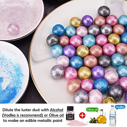 Edible Food Grade Glitter Powder Glimmer Luster Dust Metallic Fancy Food Decorating Sprinkle Glimmery Dust for Drink Wine Beverage Cake Bakery Vegan Allergen