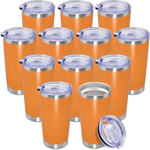20oz Tumbler Insulated Coffee Tumblers with Lid Stainless Steel Orange 12P (12 Count)