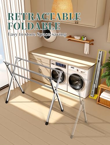Folding Stainless Steel Laundry Drying Rack 79 Inches