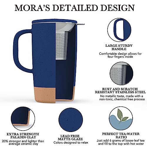 Mora Ceramics Large Tea Mug with Loose Leaf Infuser and Ceramic Lid